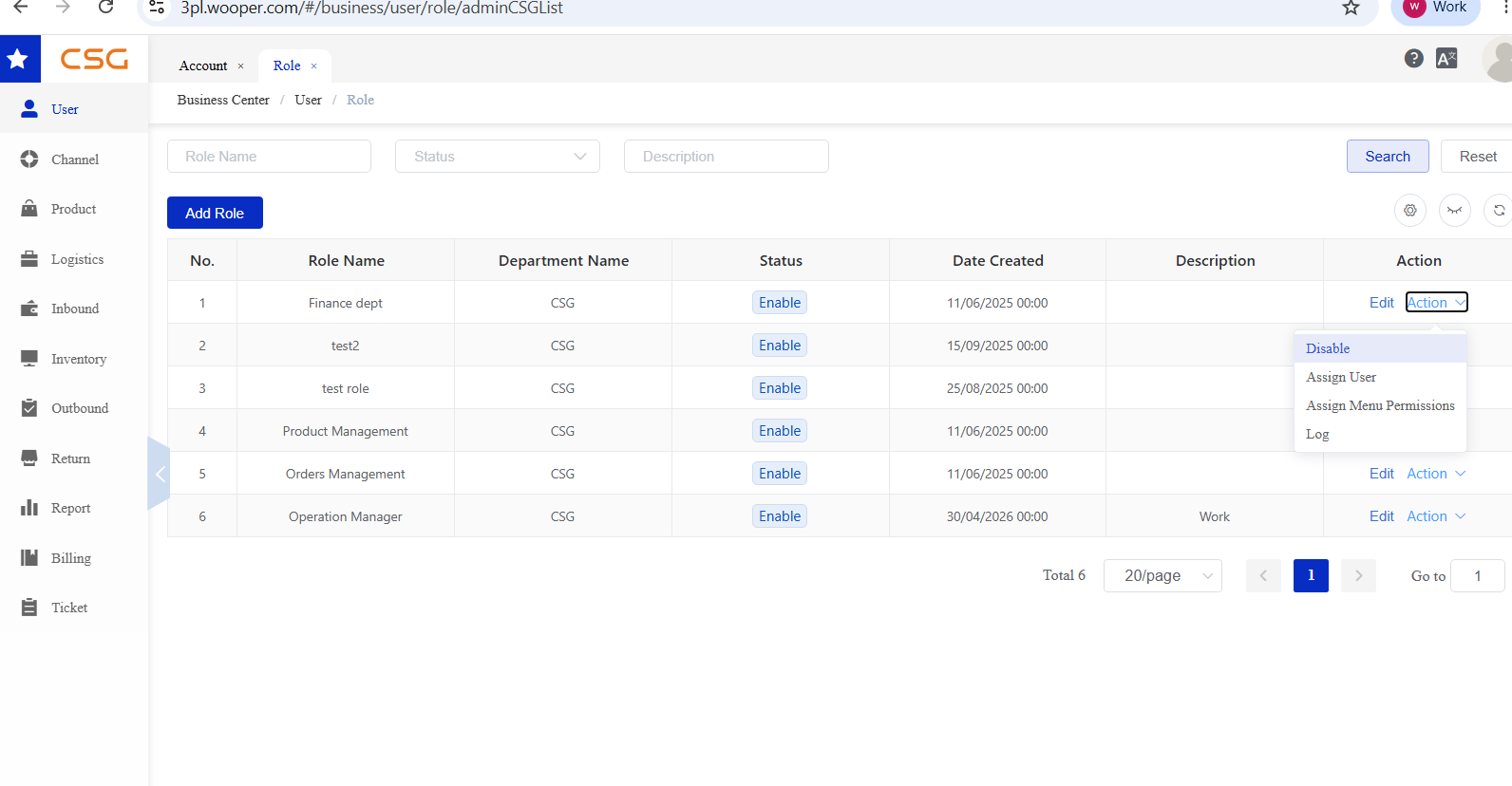 Overview screen in the CSG Customer Portal