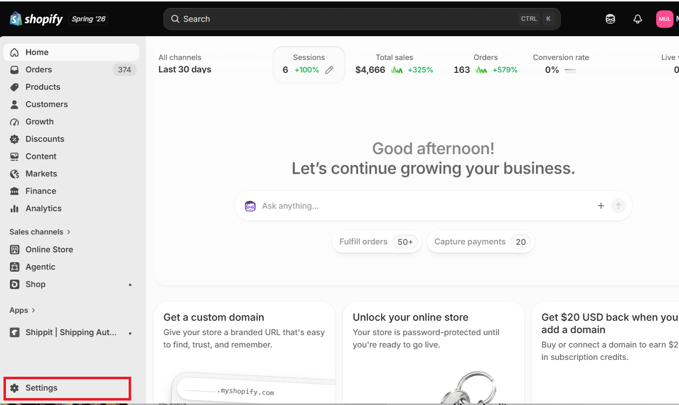 Shopify GraphQL screen in the CSG Customer Portal