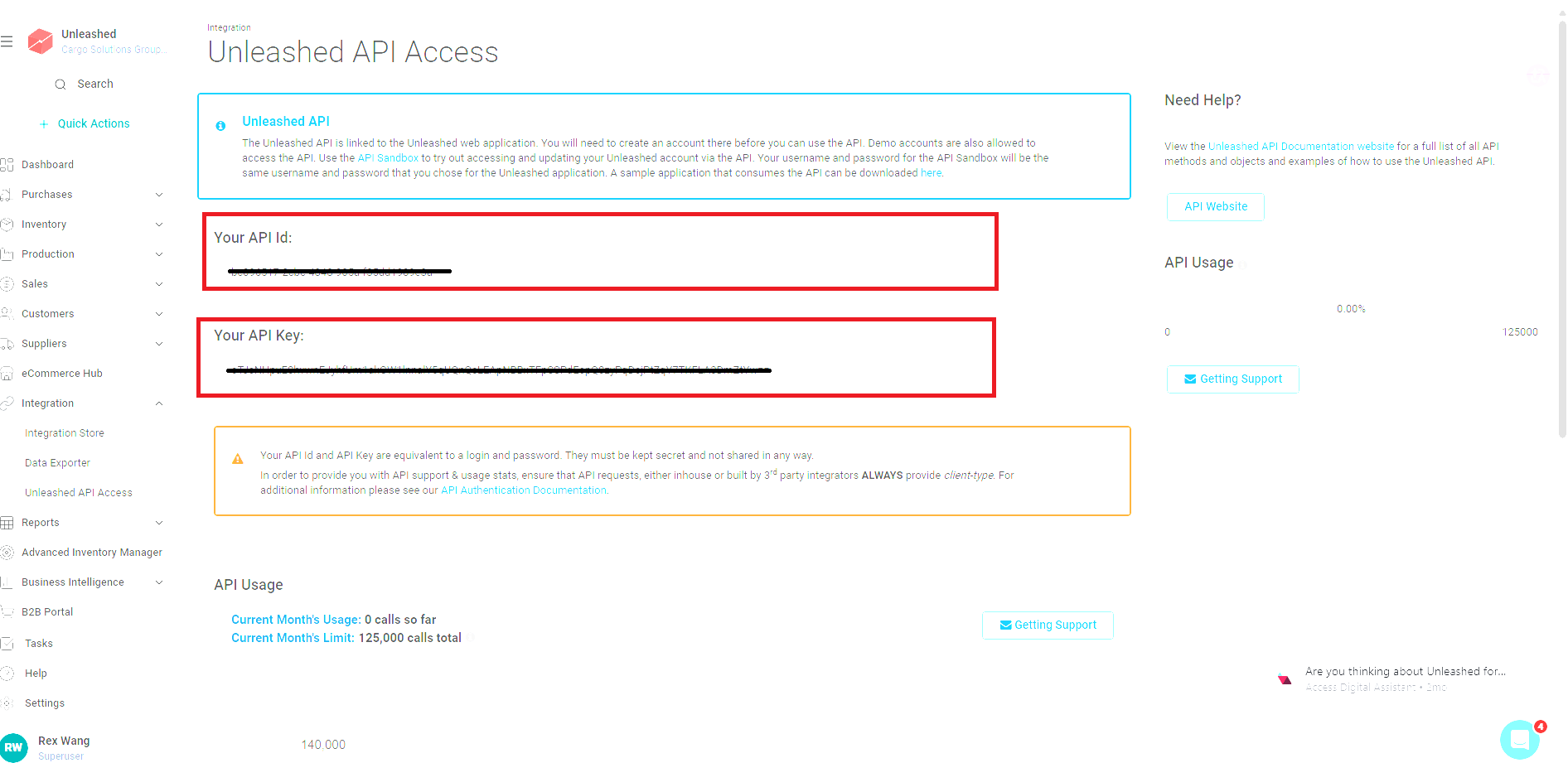 Unleashed screen in the CSG Customer Portal